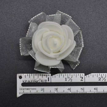 50τμχ 4cm Μίνι αφρός μεταξιού Τεχνητά λουλούδια τριαντάφυλλο Λευκό μπεζ τριαντάφυλλο Κεφαλές για διακόσμηση σπιτιού γάμου DIY Χειροποίητα λουλούδια στεφανιών