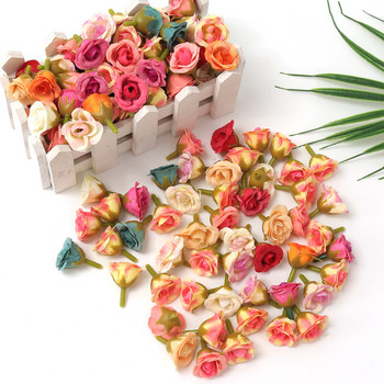 50 τμχ 2 εκ. Μίνι τριαντάφυλλο τεχνητά λουλούδια Κεφάλια για διακόσμηση σπιτιού Διακόσμηση γάμου Ψεύτικα λουλούδια DIY Αξεσουάρ Λεύκωμα δώρων στεφάνι