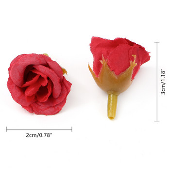 50 τμχ 2 εκ. Μίνι τριαντάφυλλο τεχνητά λουλούδια Κεφάλια για διακόσμηση σπιτιού Διακόσμηση γάμου Ψεύτικα λουλούδια DIY Αξεσουάρ Λεύκωμα δώρων στεφάνι
