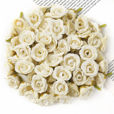 50 db 2 cm-es mini rózsa művirág fejek otthoni dekorációhoz Esküvői dekoráció Hamis virágok Barkács koszorú Scrapbook Ajándékok Kiegészítő
