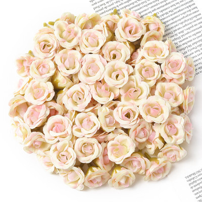 50 db 2 cm-es mini rózsa művirág fejek otthoni dekorációhoz Esküvői dekoráció Hamis virágok Barkács koszorú Scrapbook Ajándékok Kiegészítő