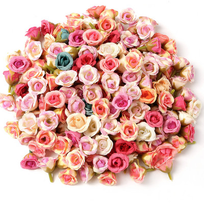 50 db 2 cm-es mini rózsa művirág fejek otthoni dekorációhoz Esküvői dekoráció Hamis virágok Barkács koszorú Scrapbook Ajándékok Kiegészítő