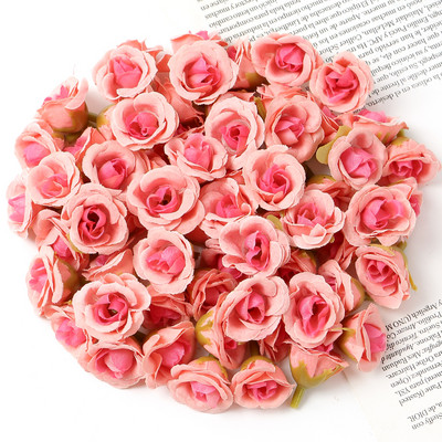50 db 2 cm-es mini rózsa művirág fejek otthoni dekorációhoz Esküvői dekoráció Hamis virágok Barkács koszorú Scrapbook Ajándékok Kiegészítő