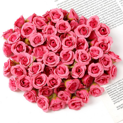 50 db 2 cm-es mini rózsa művirág fejek otthoni dekorációhoz Esküvői dekoráció Hamis virágok Barkács koszorú Scrapbook Ajándékok Kiegészítő