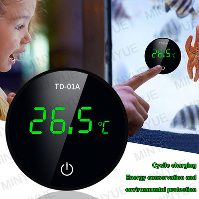 Jaunākais akvārija termometrs LCD digitālais ārējais termometrs, uzlādes tipa C zivju tvertnes mini termometrs ar augstu precizitāti -9,9-50 ℃