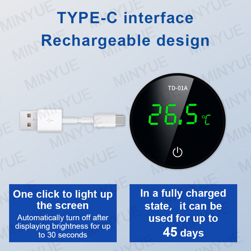 Jaunākais akvārija termometrs LCD digitālais ārējais termometrs, uzlādes tipa C zivju tvertnes mini termometrs ar augstu precizitāti -9,9-50 ℃