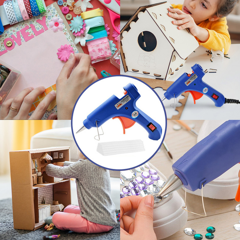 20 W karstās kausēšanas līmes pistoles elektroinstruments ar 10 gab 7 mm līmes stienīšiem, daudzfunkcionāls karstuma temperatūras rīks, elektriskā karstuma temperatūras pistole