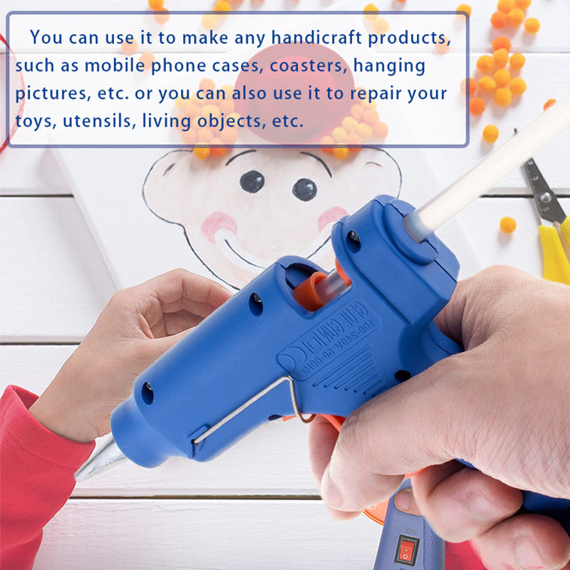 20 W karstās kausēšanas līmes pistoles elektroinstruments ar 10 gab 7 mm līmes stienīšiem, daudzfunkcionāls karstuma temperatūras rīks, elektriskā karstuma temperatūras pistole