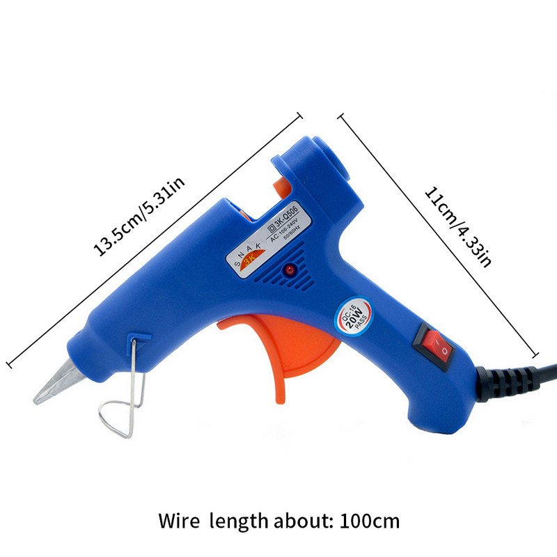 20 W karstās kausēšanas līmes pistoles elektroinstruments ar 10 gab 7 mm līmes stienīšiem, daudzfunkcionāls karstuma temperatūras rīks, elektriskā karstuma temperatūras pistole