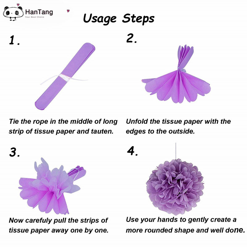 5db/csomag 15cm,20cm, fehér/világoslila selyempapír pomponok kislányoknak hercegnő születésnapi buli esküvői parti dekoráció 5z