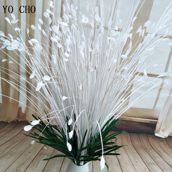 YO CHO Flores Artificiales για διακόσμηση σπιτιού 40 κεφάλια Λευκό Peacocok Grass Road Lead Plantas Silk Flowers for A Wedding Props