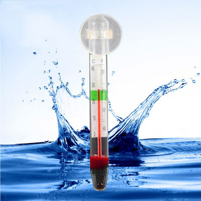 Стъклен метър Аквариум Стъклен термометър за температура на водата с хубава вендуза 1 бр.