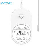 Trīs vienā elektroniskais akvārija ūdens termometrs higrometrs LCD digitālais ūdens temperatūras mērīšanas rīks ar zondi zivju tvertnei