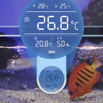 3 в 1 електронен термометър за аквариумна вода Хигрометър LCD цифров инструмент за измерване на температурата на водата със сонда за аквариум