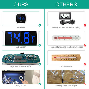 ORIA Термометър за аквариум LCD Цифров електронен Fish Tank Цифров измервател на температурата Кутия за влечуги Електронен термометър