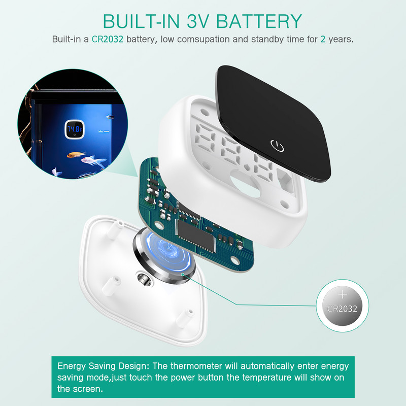 ORIA akvārija termometrs LCD digitālais elektroniskais zivju tvertņu digitālais temperatūras mērītājs reptiļu kastes elektroniskais termometrs