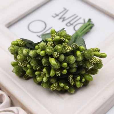 12 gab./partija Mākslīgais zieds, mazas ogas, putekšņveida stieples kāts/laulības lapas. DIY vainags rozes mākslīgais zieds