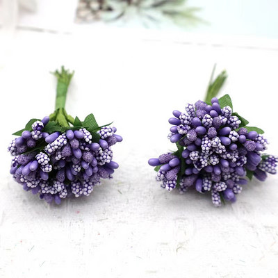 12 gab./partija Mākslīgais zieds, mazas ogas, putekšņveida stieples kāts/laulības lapas. DIY vainags rozes mākslīgais zieds