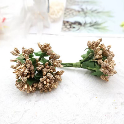 12 gab./partija Mākslīgais zieds, mazas ogas, putekšņveida stieples kāts/laulības lapas. DIY vainags rozes mākslīgais zieds