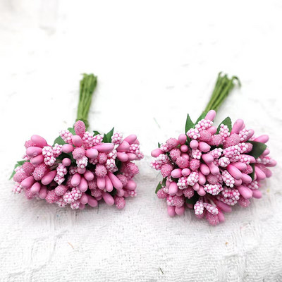 12 gab./partija Mākslīgais zieds, mazas ogas, putekšņveida stieples kāts/laulības lapas. DIY vainags rozes mākslīgais zieds