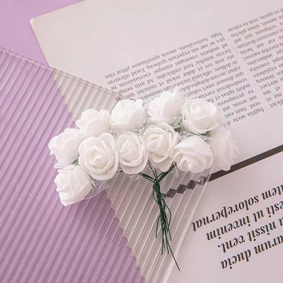 12 gab./partija Mākslīgais zieds, mazas ogas, putekšņveida stieples kāts/laulības lapas. DIY vainags rozes mākslīgais zieds