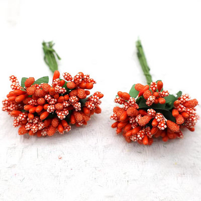 12 gab./partija Mākslīgais zieds, mazas ogas, putekšņveida stieples kāts/laulības lapas. DIY vainags rozes mākslīgais zieds