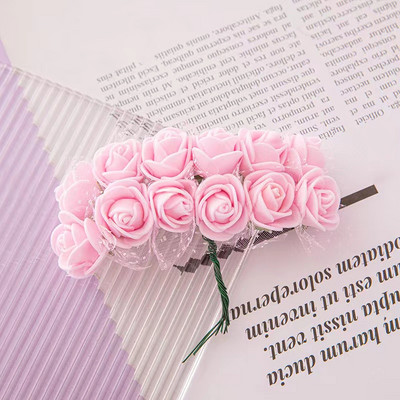 12 gab./partija Mākslīgais zieds, mazas ogas, putekšņveida stieples kāts/laulības lapas. DIY vainags rozes mākslīgais zieds