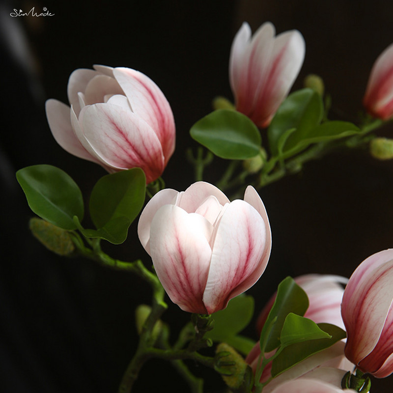 SunMade rudens pastorāls magnolijas pumpuru zars Lateksa mākslīgie ziedi Mājas kāzu dekorēšana Dzīvojamās istabas dekors Flores Artificales
