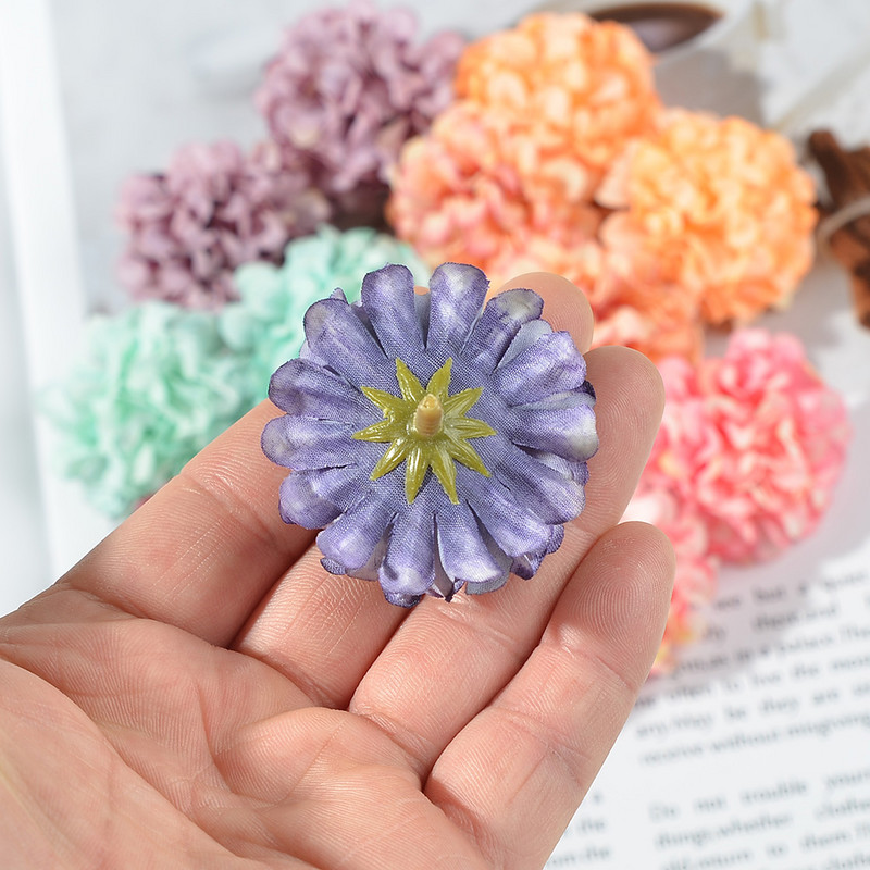 10 gab. 4cm Candy Ball Zīda hortenzijas mākslīgās plūsmas galviņas mājas kāzu dekorēšanai Ziemassvētku DIY vainags amatniecība viltoti ziedi