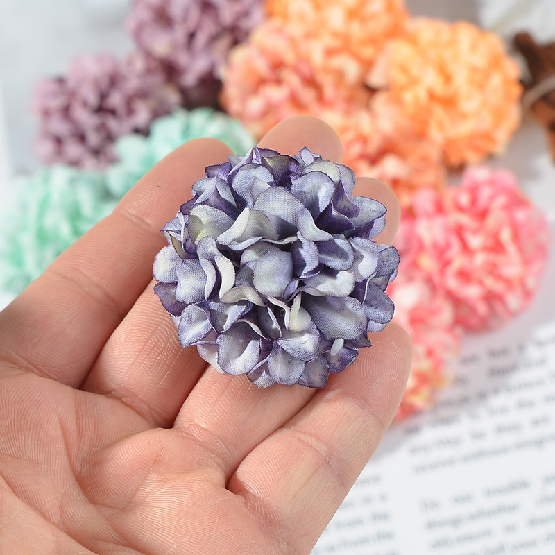 10 gab. 4cm Candy Ball Zīda hortenzijas mākslīgās plūsmas galviņas mājas kāzu dekorēšanai Ziemassvētku DIY vainags amatniecība viltoti ziedi