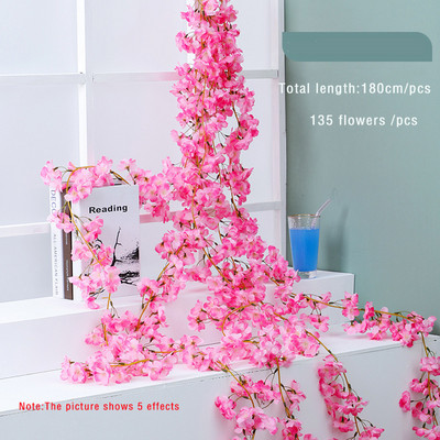 180 cm kunstlik Wisteria lilled taim viinapuu vanik pulmakaunistusteks Ruumikaare lillekujundus Võlts Sakura kodupeokaunistus