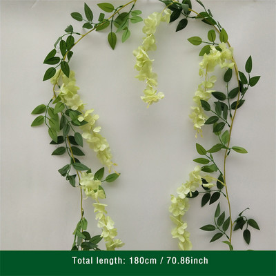180 cm kunstlik Wisteria lilled taim viinapuu vanik pulmakaunistusteks Ruumikaare lillekujundus Võlts Sakura kodupeokaunistus
