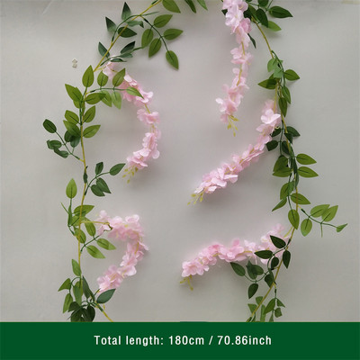 180 cm kunstlik Wisteria lilled taim viinapuu vanik pulmakaunistusteks Ruumikaare lillekujundus Võlts Sakura kodupeokaunistus