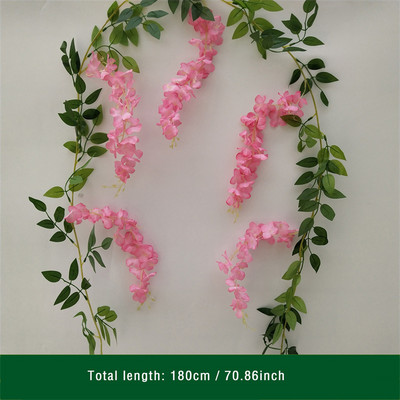 180 cm kunstlik Wisteria lilled taim viinapuu vanik pulmakaunistusteks Ruumikaare lillekujundus Võlts Sakura kodupeokaunistus
