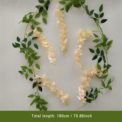 180 cm kunstlik Wisteria lilled taim viinapuu vanik pulmakaunistusteks Ruumikaare lillekujundus Võlts Sakura kodupeokaunistus