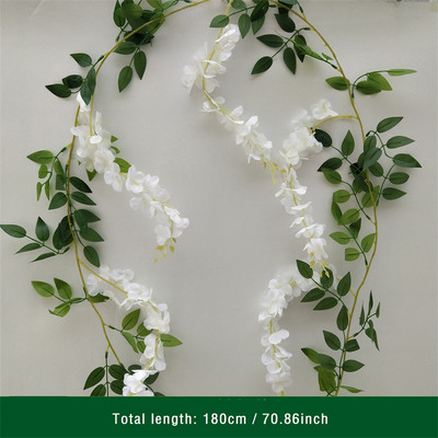 180 cm kunstlik Wisteria lilled taim viinapuu vanik pulmakaunistusteks Ruumikaare lillekujundus Võlts Sakura kodupeokaunistus