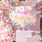 Rózsaszín pillangós születésnapi hátterek lányparti dekorációhoz kellékek gyerekeknek babazuhany fotózáshoz háttér pillangó dekoráció