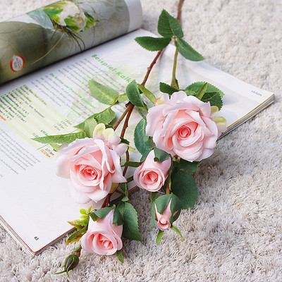 Корейски мечтателен розов клон копринени изкуствени цветя Свети Валентин сватбени цветя