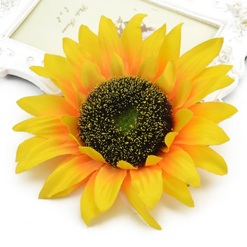 3 бр. 14 см голяма слънчогледова глава Изкуствени копринени цветя за DIY Scrapbooking венец Домашна сватбена украса Евтино фалшиво цвете