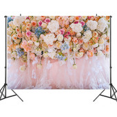 3D ziedu pavasara krāsaina ziedu druka Sienas fotografēšana Foni Koka graudu imitācija Fotografēšana Fona audums