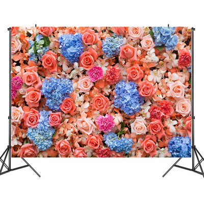 3D ziedu pavasara krāsaina ziedu druka Sienas fotografēšana Foni Koka graudu imitācija Fotografēšana Fona audums