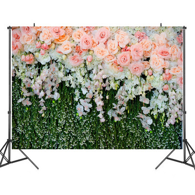 3D ziedu pavasara krāsaina ziedu druka Sienas fotografēšana Foni Koka graudu imitācija Fotografēšana Fona audums