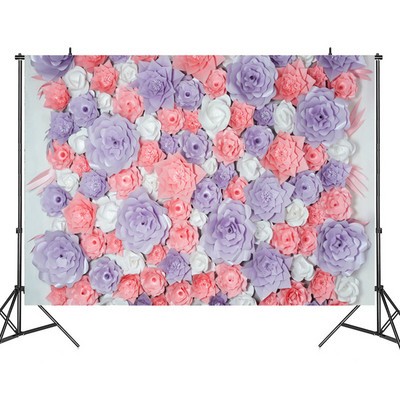 3D ziedu pavasara krāsaina ziedu druka Sienas fotografēšana Foni Koka graudu imitācija Fotografēšana Fona audums