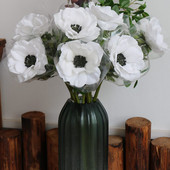 Mākslīgie anemones ziedi Real Touch zīda ziedu zars kāzu līgavas pušķis DIY mājas dekors