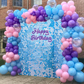 Фон с пайети за парти за рожден ден Блестящ фон с квадратни пайети Популярен сватбен декор Декор за парти за рожден ден Декорация за парти за деца Baby Shower