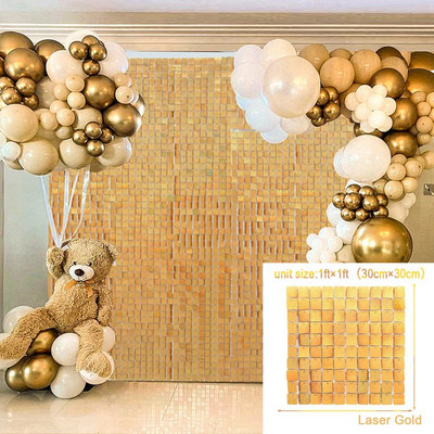 Фон с пайети за парти за рожден ден Блестящ фон с квадратни пайети Популярен сватбен декор Декор за парти за рожден ден Декорация за парти за деца Baby Shower