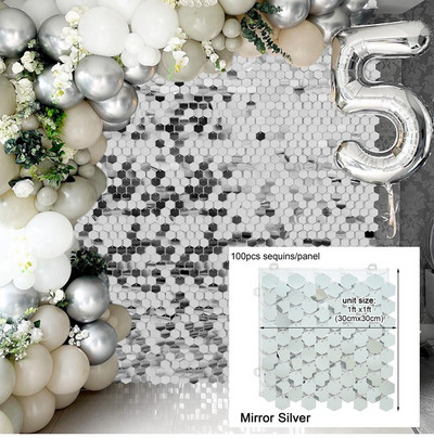 Фон с пайети за парти за рожден ден Блестящ фон с квадратни пайети Популярен сватбен декор Декор за парти за рожден ден Декорация за парти за деца Baby Shower