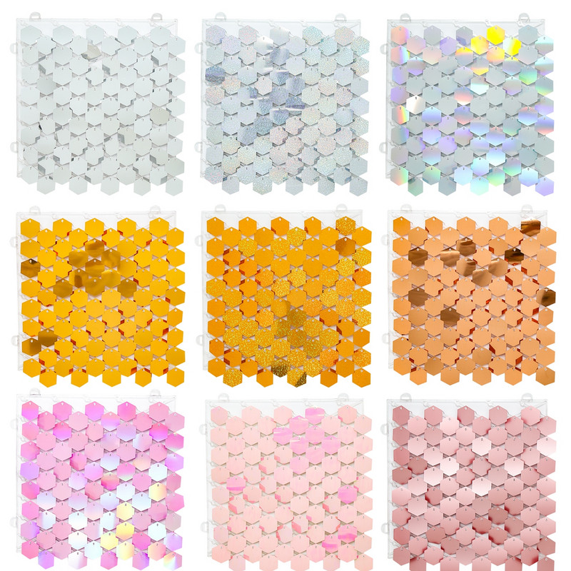Фон с пайети за парти за рожден ден Блестящ фон с квадратни пайети Популярен сватбен декор Декор за парти за рожден ден Декорация за парти за деца Baby Shower