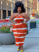 ZJFZML ZZ Liela izmēra garas kleitas Sieviešu apģērbs Elegants modes spageti siksna bez piedurknēm bez atzveltnes augumu veidojoša slaida kleita