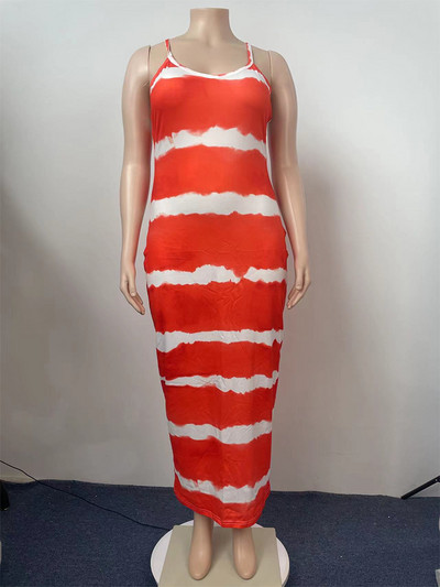 ZJFZML ZZ Liela izmēra garas kleitas Sieviešu apģērbs Elegants modes spageti siksna bez piedurknēm bez atzveltnes augumu veidojoša slaida kleita